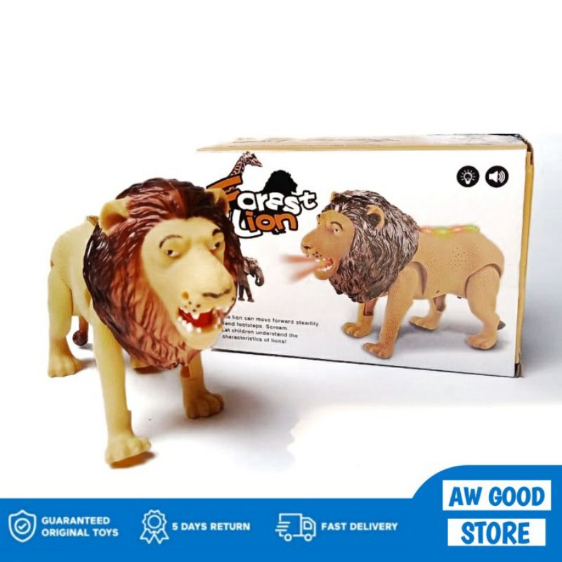 Mainan Singa Bisa Berjalan & Bersuara - Hewan Lion Anak Edukasi