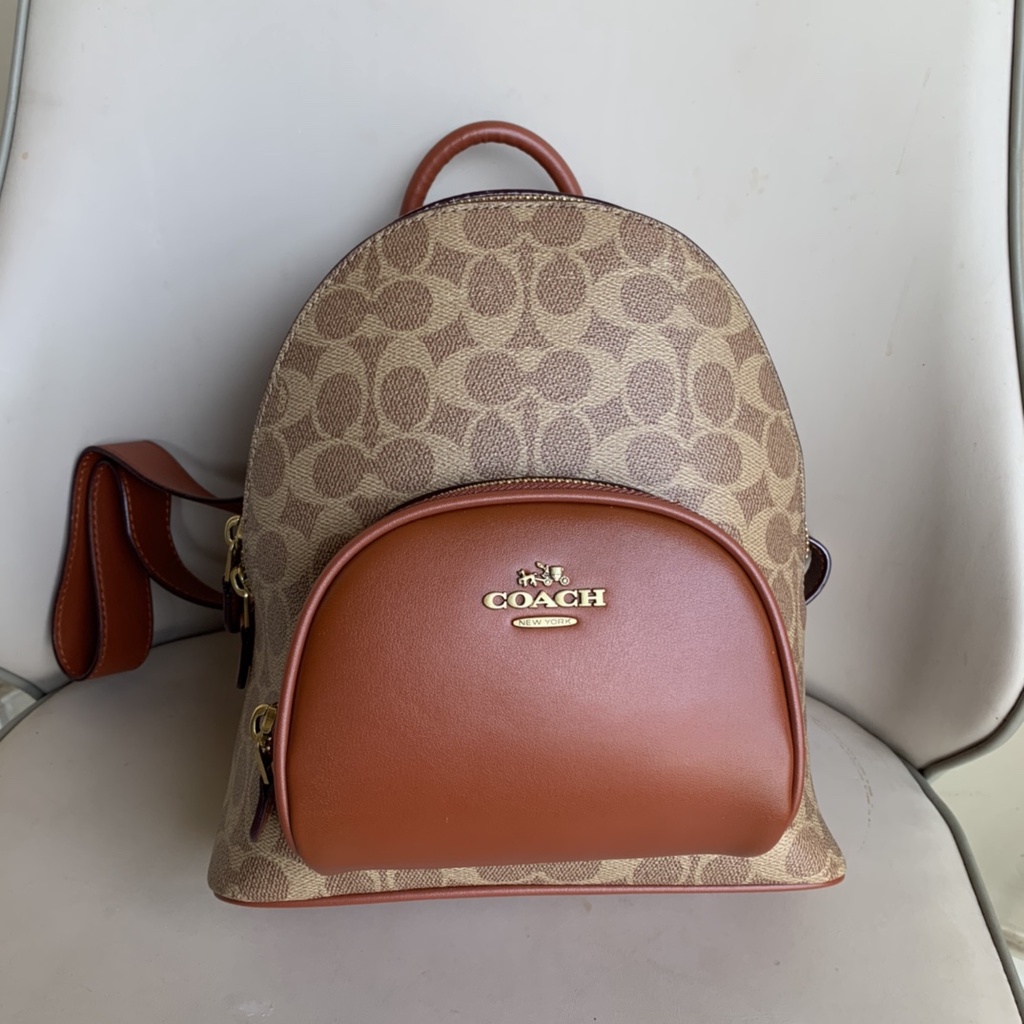 [Instant/Same Day]Coach original 1029 counter The latest college style backpack Carrier Backpack 23 Classic C-logo with classic brown  beibao