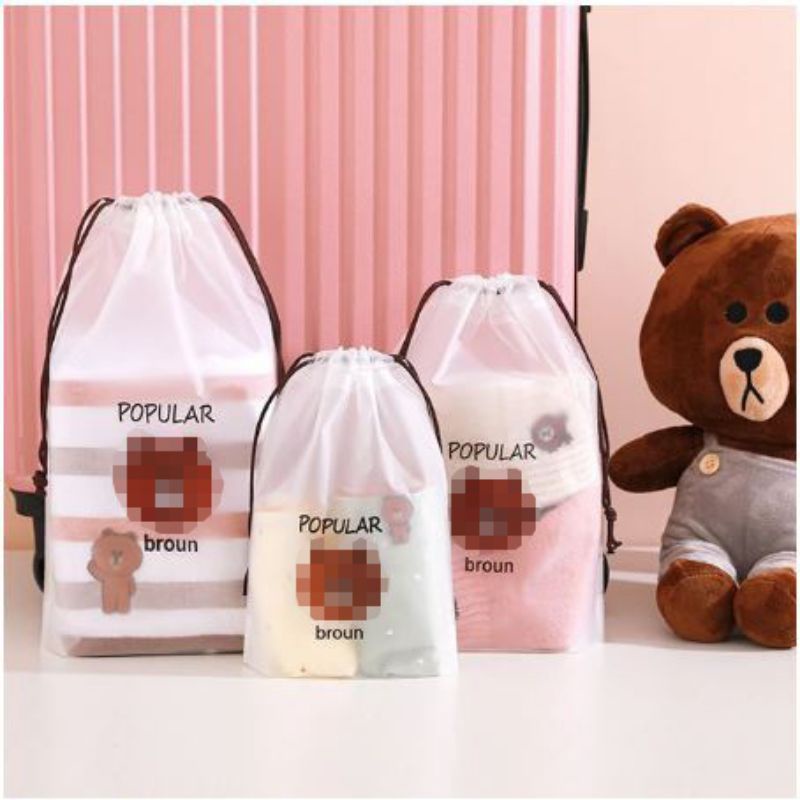 Travel Pouch Organizer Serbaguna / Tas serut Travel Pouch Motif Brown