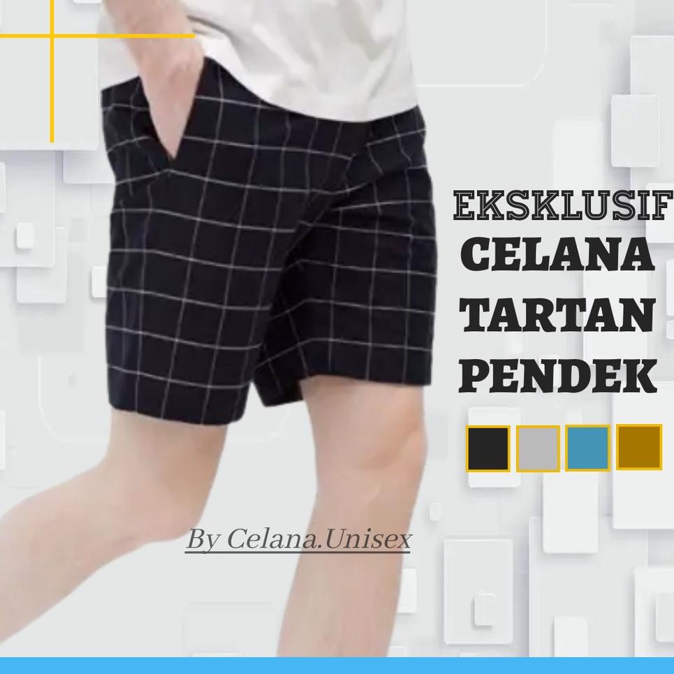 Celana Pendek Tartan Motif Kotak Pria Distro KerenKekinian Kolor RIB Original Jumbo Dewasa Clana Cel