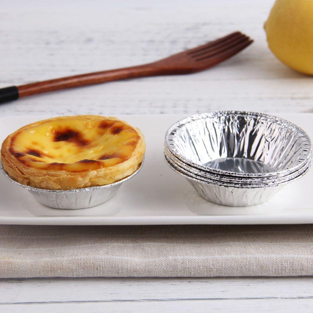 [Elegan] 250 Pcs Cetakan Egg Tarts DIY New Arrival Sekali Pakai Bakeware Silver Tone Puding Makers