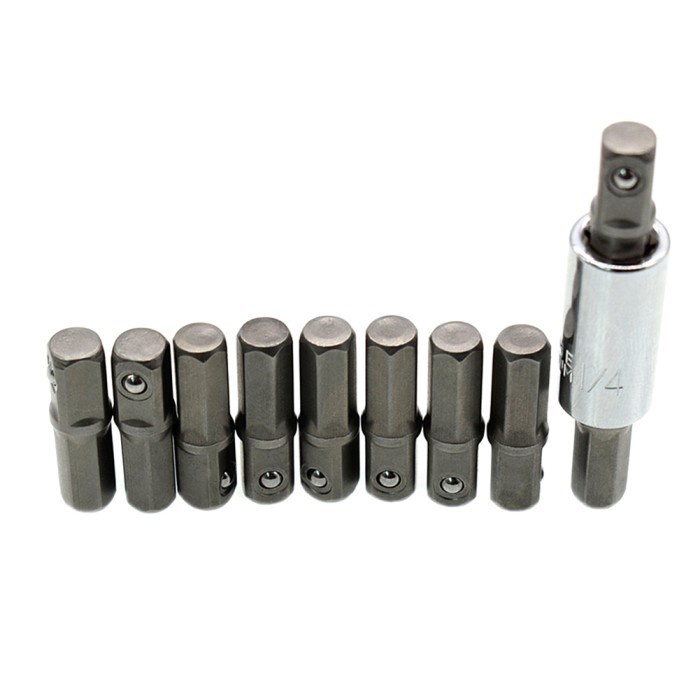 

10 Buah Adaptor Soket Beton 1/4 Hex Shank Ke 1/4 Drive Tool + 1/4 Bit