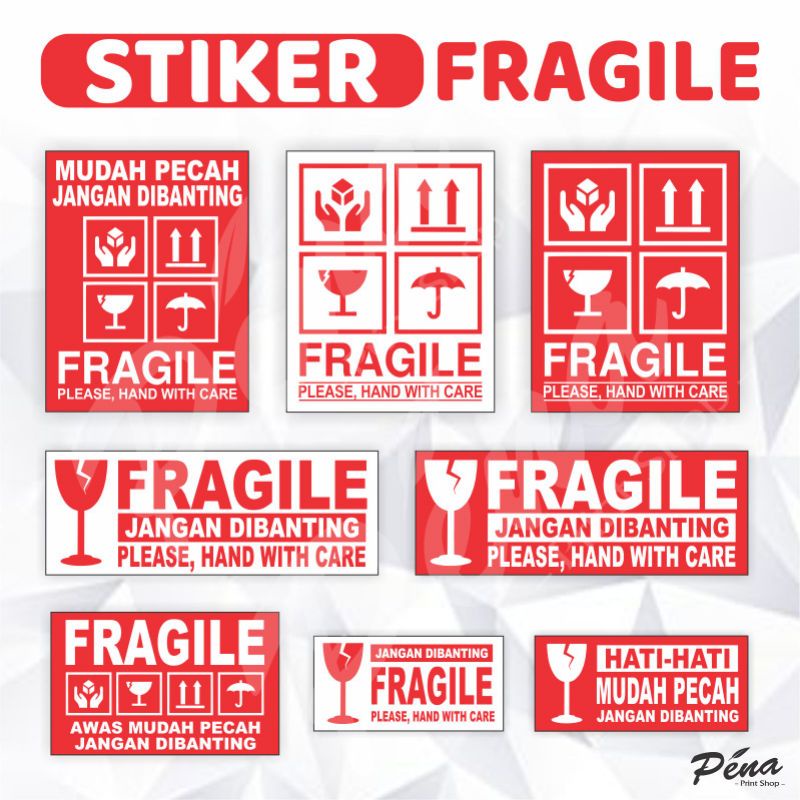 

Stiker Fragile / Sticker Fragile Jangan Dibanting / Stiker Mudah Pecah / Hand With Care