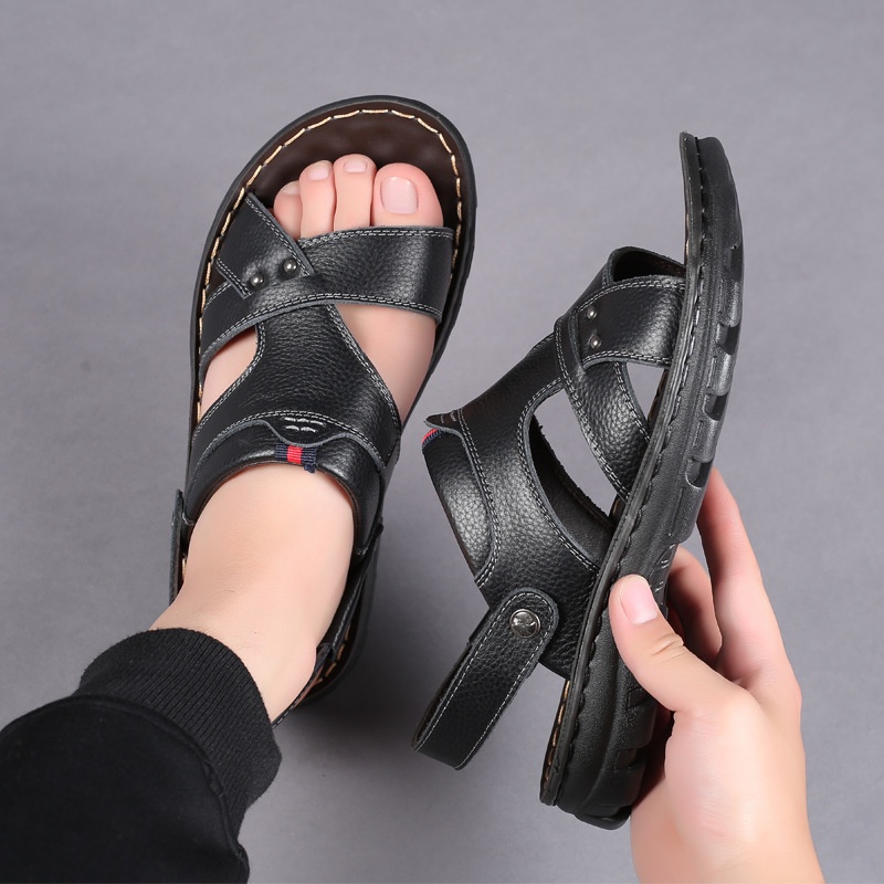 RYX - Leather Shade Sandal Slip On Pria Fashion Casual / Jalan Jalan (NO BOX) - Ori Import