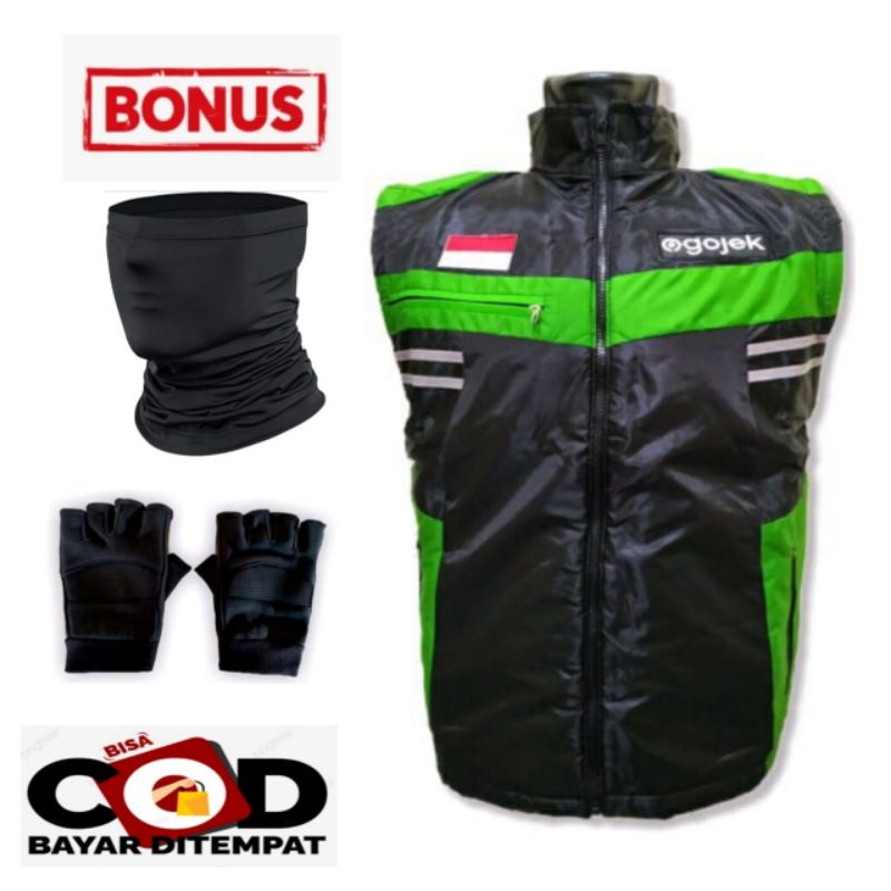 Rompi Motor Gojek Driver Terbaru Gratis Sarung Tangan & Buff Polos