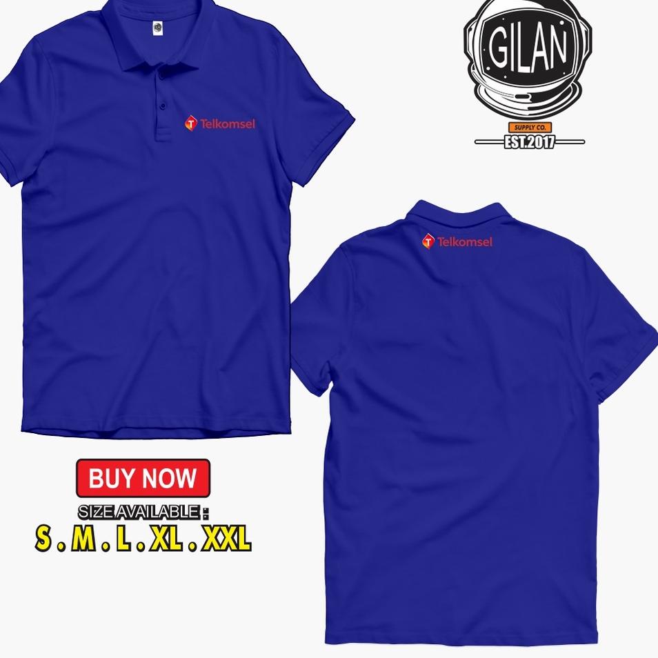 Harga lebay--Polo Shirt Kaos Kerah Telkomsel Logo Provider Vendor - SAKAZUKI Cloth