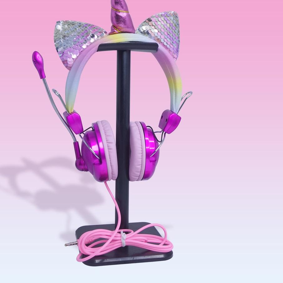 Recomendジ Headphone Unicorn + Mic For Komputer Telepon Headphone Anak Lucu Gadis Putri ✔