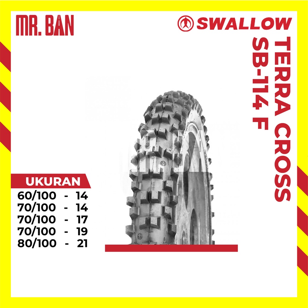 BAN LUAR MOTOR TRAIL RING 14 RING 17 SWALLOW TERRA CROSS SB-114 TUBETYPE 60/100-14 70/100-14 70/100-