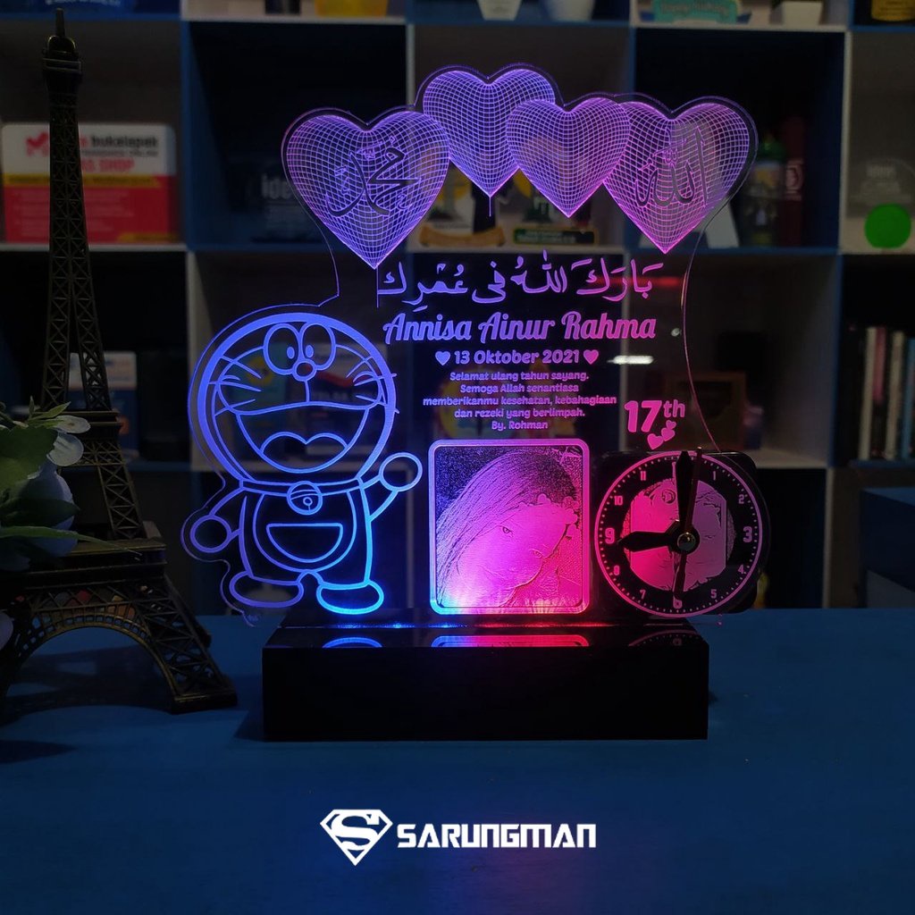 Terlaris  Lampu Hias LED Akrilik Unik Custom Foto Kado Ulang Tahun, Wedding, Anniversary Wisuda Enag