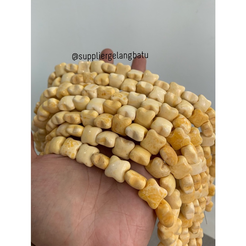 bahan manik manigajah kuning agate tulang 14mm gelang kalung resin