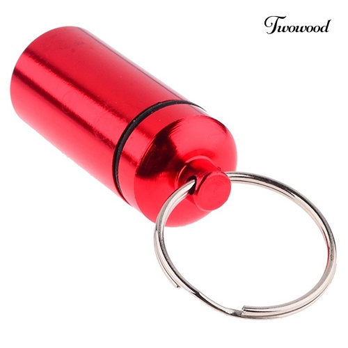 Twowood Gantungan Kunci Tempat Obat Pil Ukuran Kecil