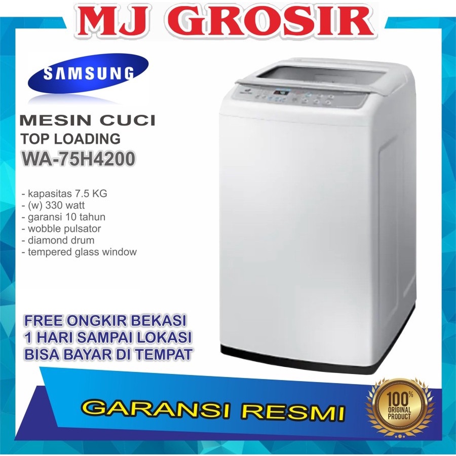 MESIN CUCI 1 TABUNG SAMSUNG WA 75H4200 TOP LOADING 7 KG DIAMOND DRUM