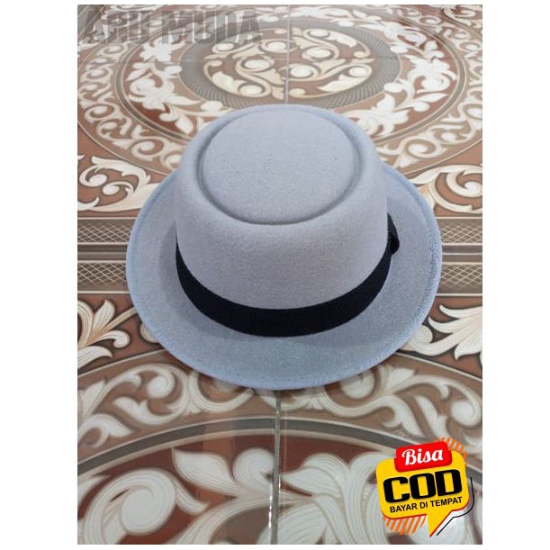 fedora pie hat topi bulat pork pie topi glen fredly harga grosir (BISA COD)