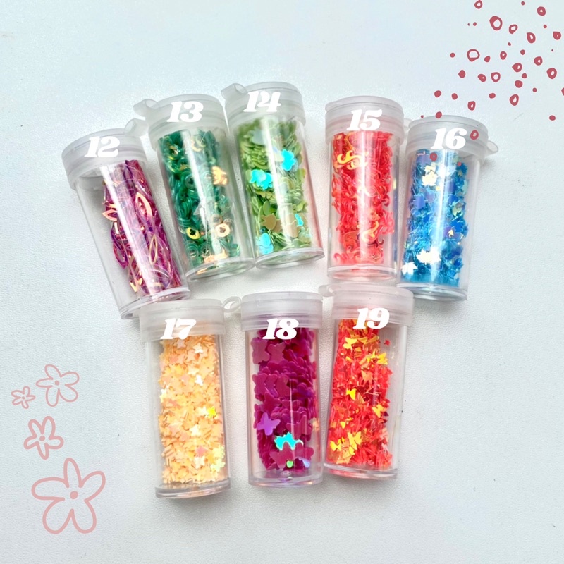 Glitter aneka bentuk kerang snowflake pesawat love part 2