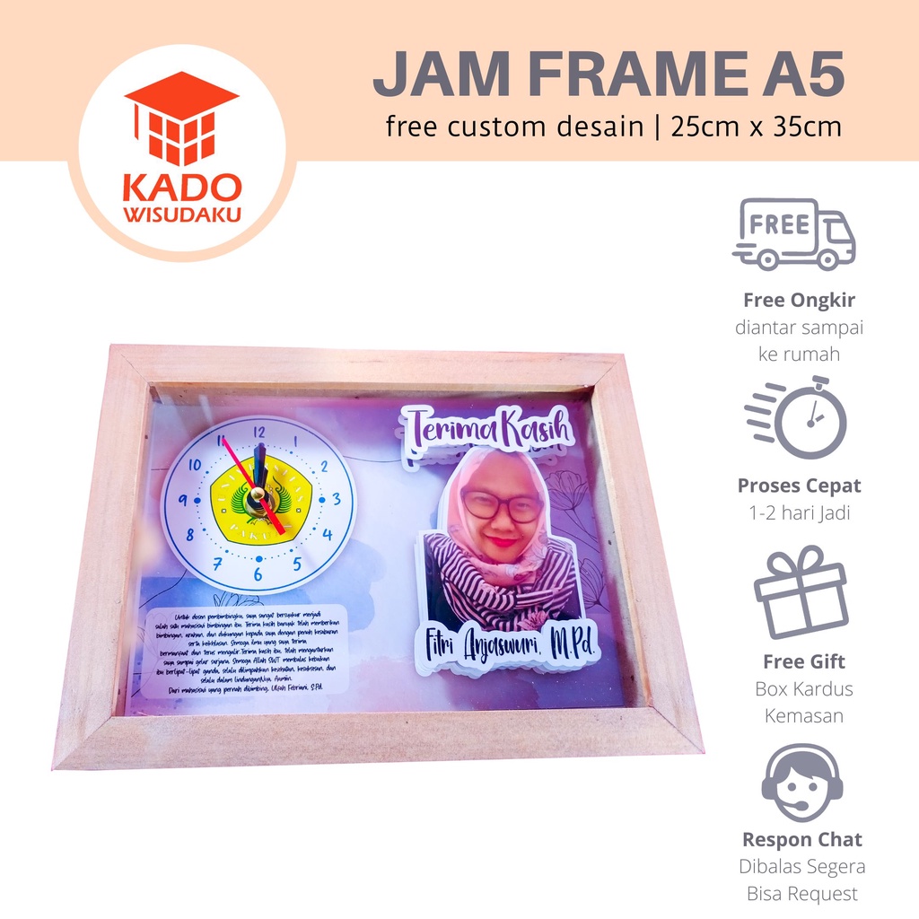Jam Frame A5 Kado Kenang Kenangan Dosen