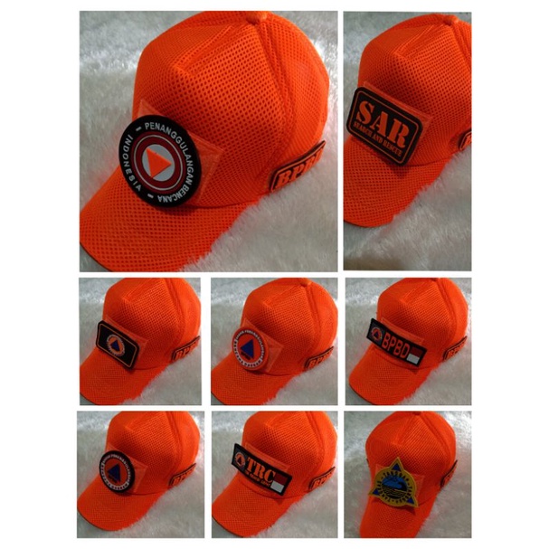 topi doublemess orang e BPBD/SAR/BPBD rescue tempelan karet velcro