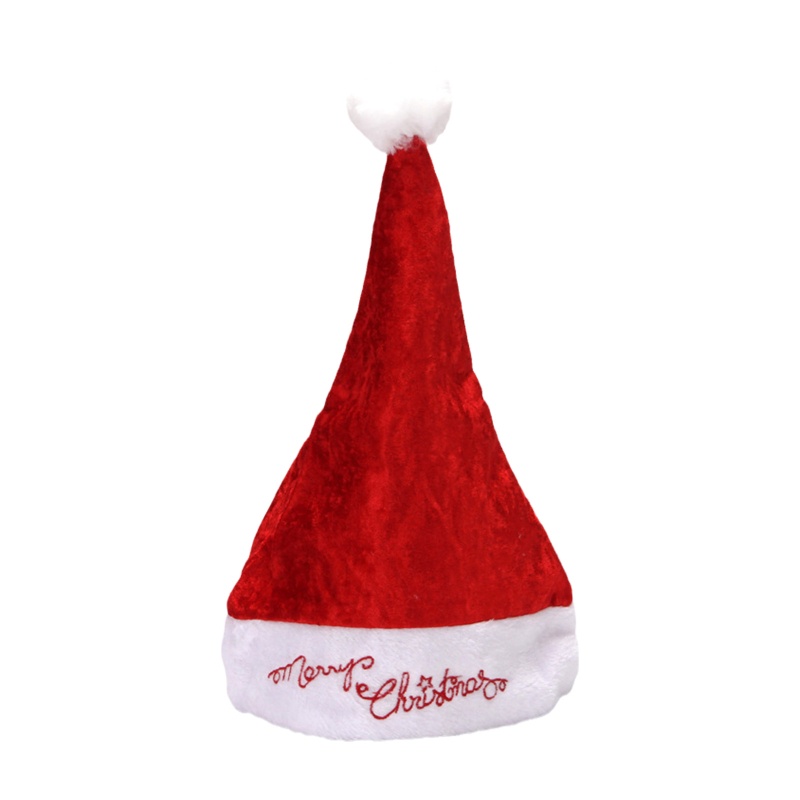 Topi Santa Bahan Plush Velvet Warna Merah Putih Untuk Pesta Natal