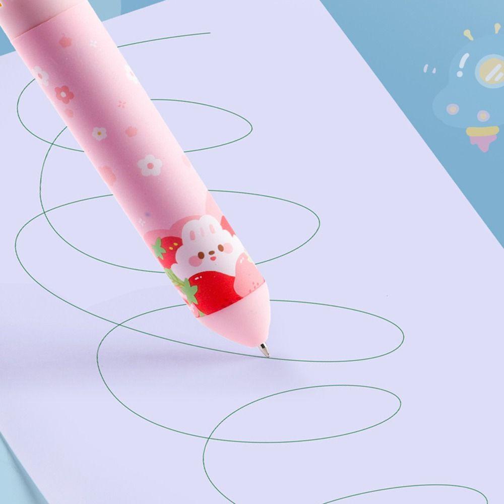 Nanas 4PCS /Set Pena Gel Perlengkapan Kantor Sekolah Kartun Kemas 10warna Press Type Signature Pen