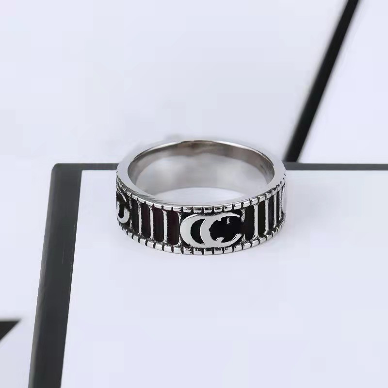 Cincin Desain Double G Gaya Retro Untuk Pria Dan Wanita