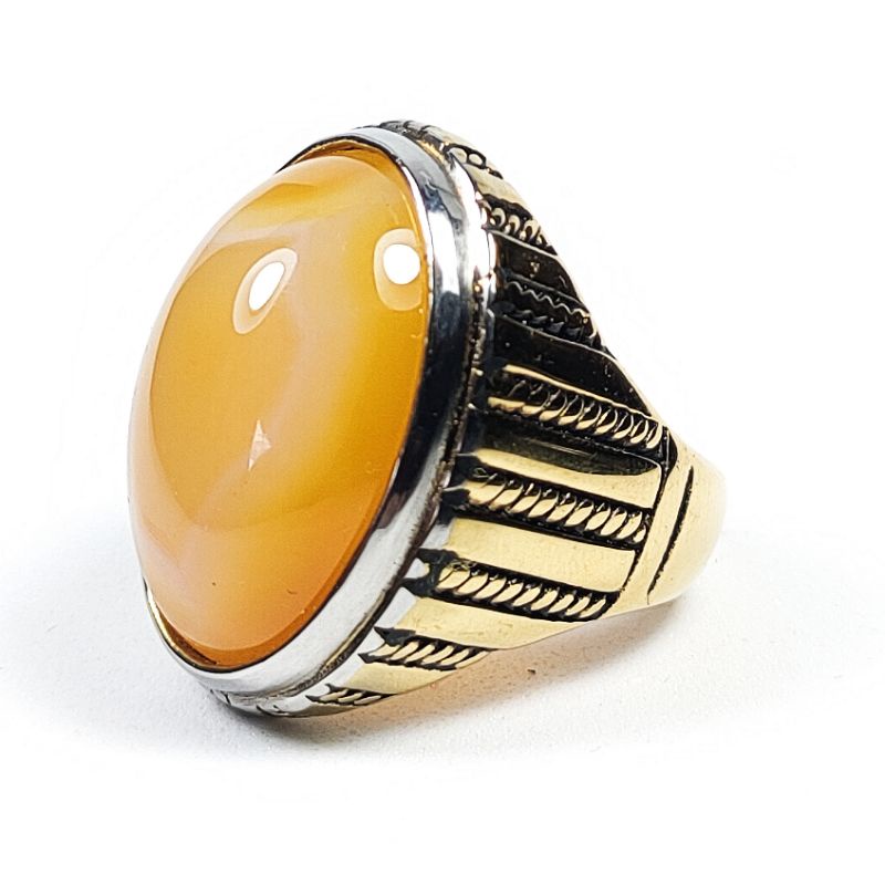 CINCIN MOTIF SULAIMAN NATURAL AGATE CHALCEDONY KODE 02224