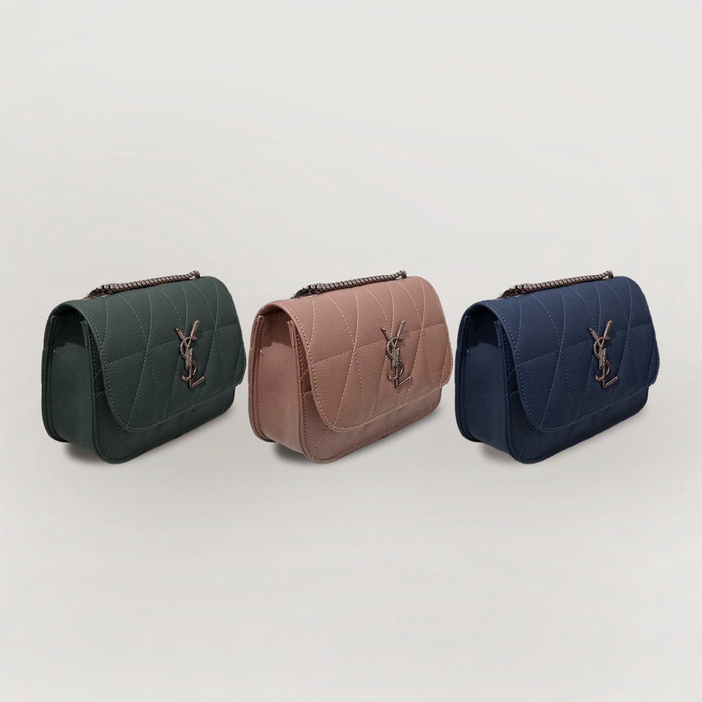 Shoulder Bag Tali Rantai black nickel Tas Wanita kulit sintetis Slempang Murah Sling bag tali rante Fashion Remaja Terbaru hand bag strap rantai tas selempang wanita slingbag polos