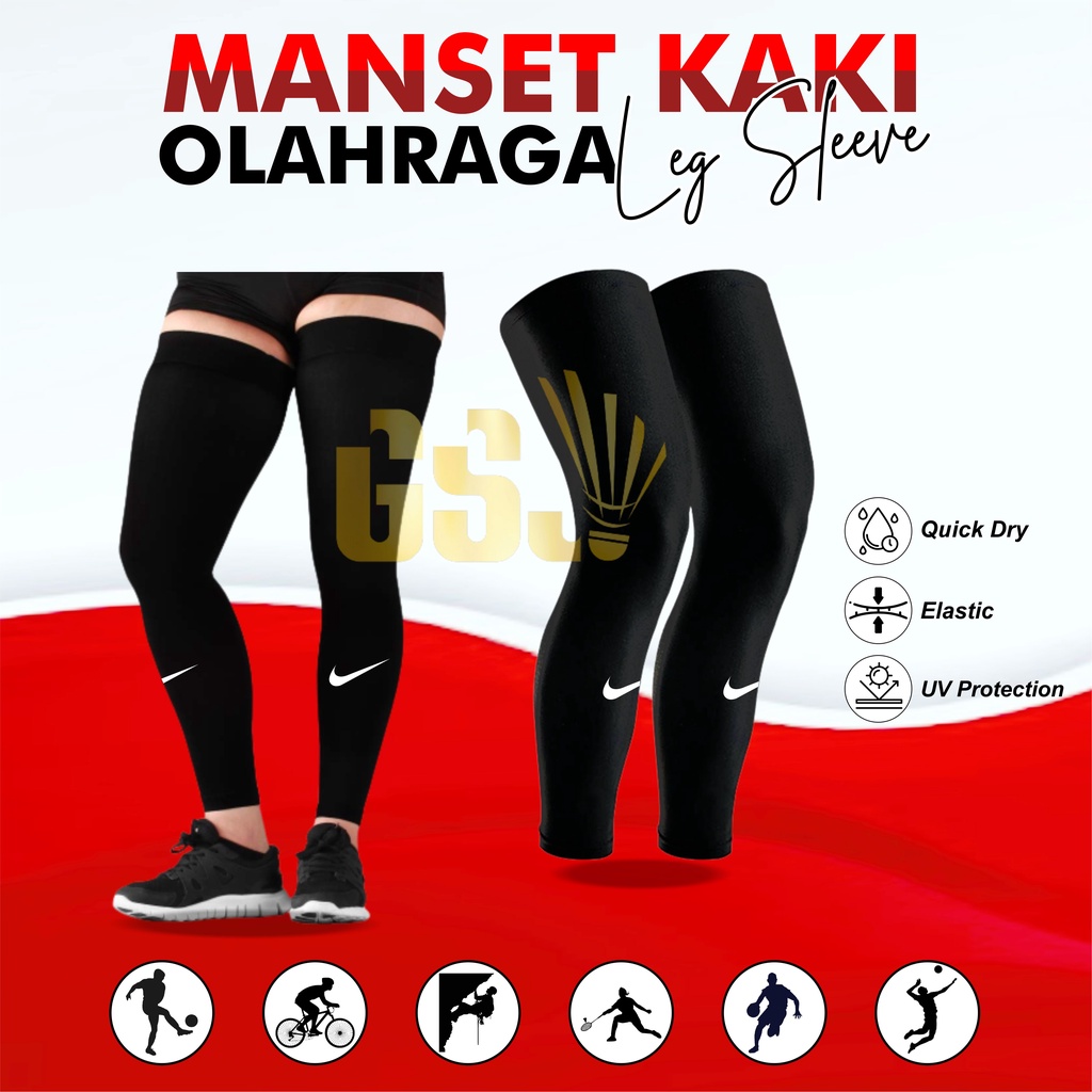 Stoking kaki isi 2pcs manset kaki hitam panjang leg sleeve kaki murah kaos kaki olahraga legsleeve b