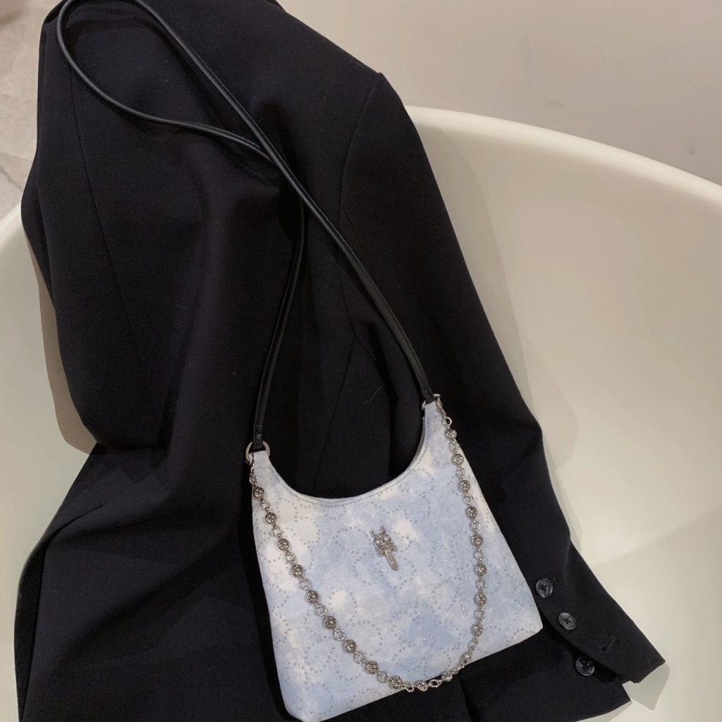 Suhao South Wind Chio2nd Tote Bag Wanita 2022 Serbaguna Baru Musim Panas Kapasitas Besar Denim Satu Bahu Messenger Bag