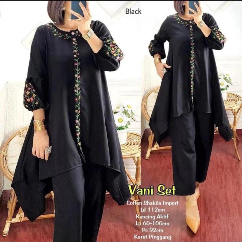 STELAN BAJU MUSLIM WANITA TERBARU MOTIF BORDIR VANI SET STELAN MUSLIM MODERN 2022