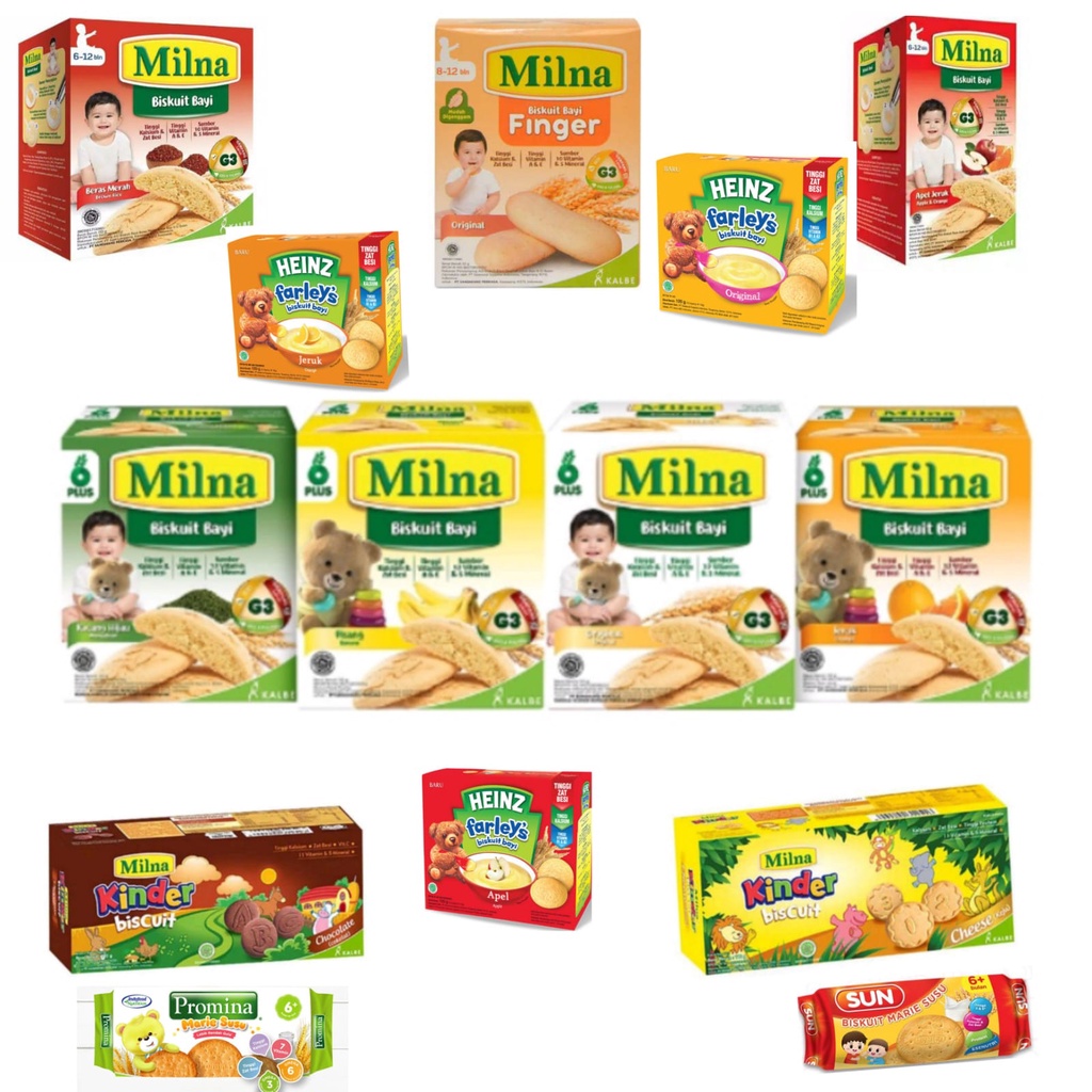 Promina Biskuit Marie Roll Sun Milna susu 6mo+ Snack MPASI / Snack Bayi / Snack Anak / Cemilan Bayi / Cemilan Anak Biskuit Bayi