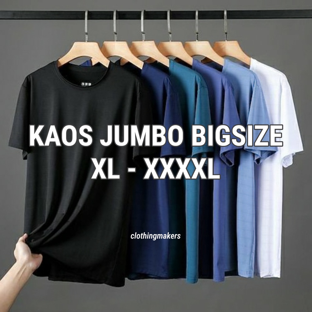 Kaos Polos Big Size Pria Wanita Jumbo Lengan Pendek Oversize XL XXL XXXL XXXXL Cewek Cowok Premium