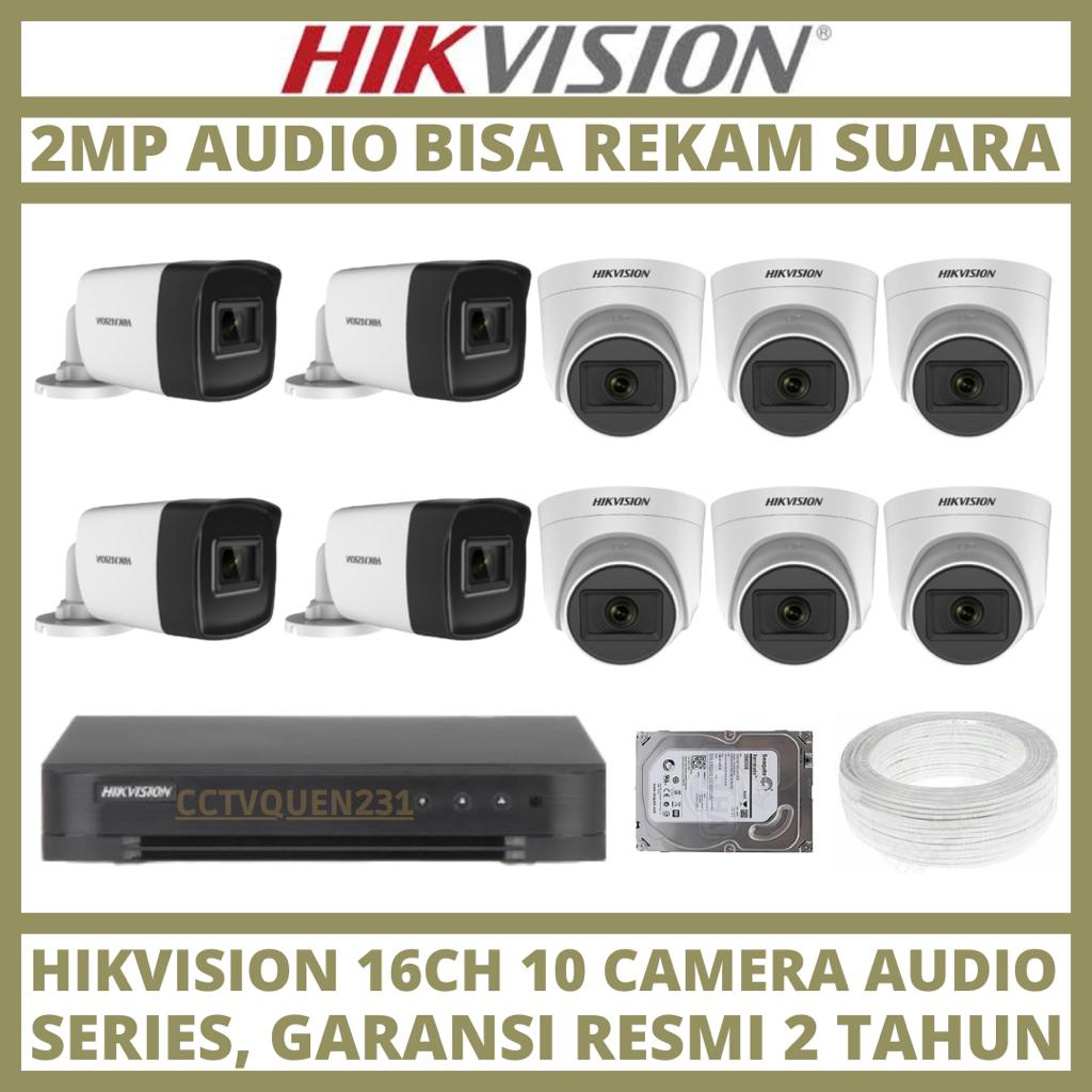 PAKET CCTV HIKVISION 2MP 16 CHANNEL 10 KAMERA 1080P TURBO HD CAMERA CCTV KOMPLIT