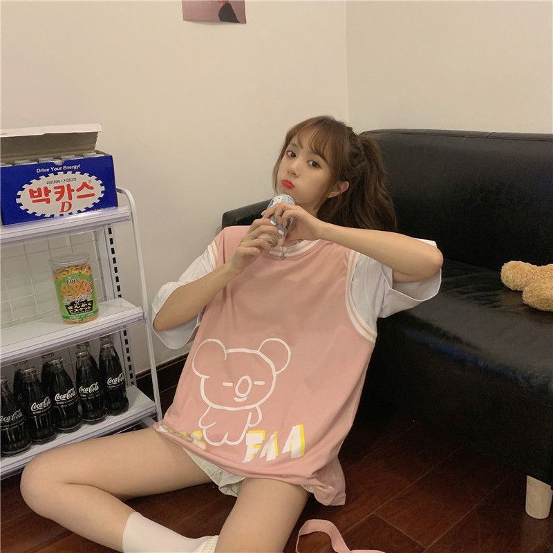 [littlecrab] Kaos Oversize Kasual Motif Koala Pink Putih Hijau Soft Color T-shirt Rompi Couple Unisex Atasan Bigsize Berkualitas Sablon Koala Eng Faa Korean Style