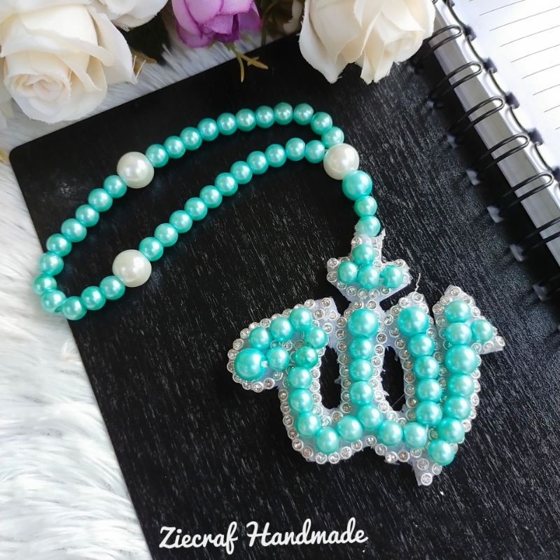 Tasbih mutiara bisa juga untuk gantungan mobil liontin Allah handmade