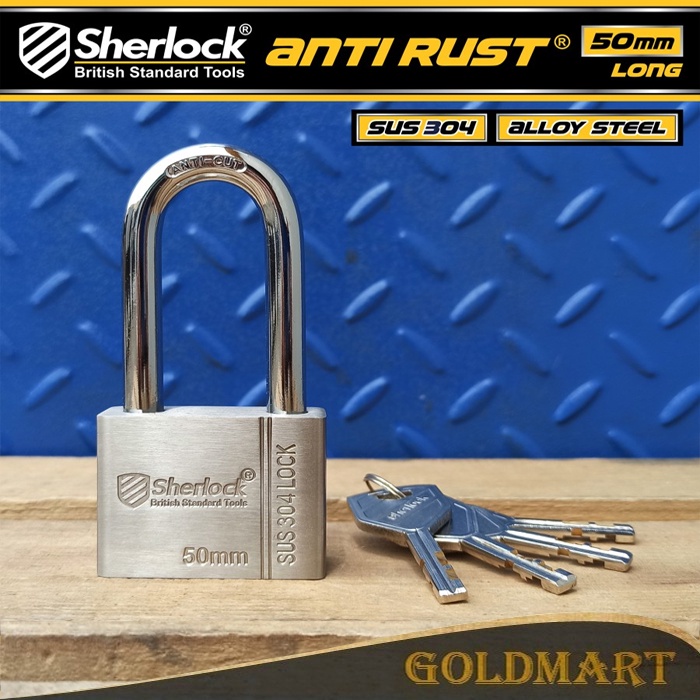 Gembok ANTI RUST 50 mm Panjang Original Sherlock Stainless Steel 304 Anti Karat