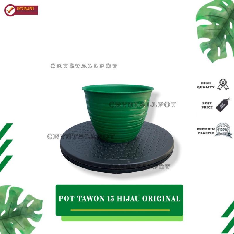 POT BUNGA TANAMAN MOTIF TAWON HIJAU 15CM BUDI JAYA - TAWON ORIGINAL 15 HIJAU