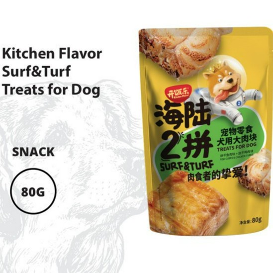 Kitchen Flavor Dog Snack Surf &amp; Turf 80gr Snack Camilan Anjing