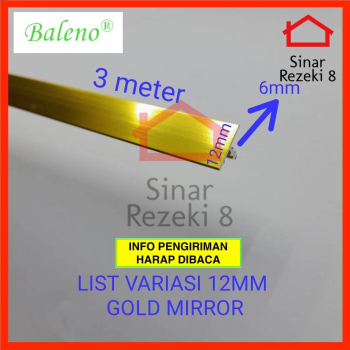 List Variasi T 12 mm GOLD MIRROR / Aluminium Lis Edging Plat Strip
