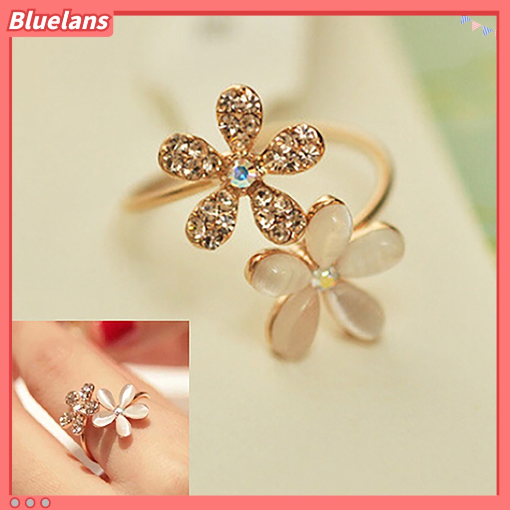 Bluelans Statement Faux Opal Adjustable Jewelry Lightweight Marguerite Open Ring for Women