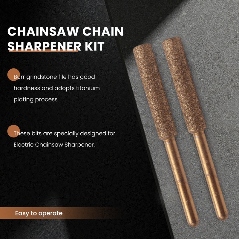 Kit Pengasah Rantai Chainsaw Elektrik Chain Sharpener, 10Pc Roda Asah Diamond Lapis Titanium, Kikir 3/16Inch Kekerasan Tinggi