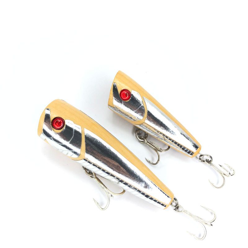 Umpan Popper Woden Lure Natural Kayu + Treble