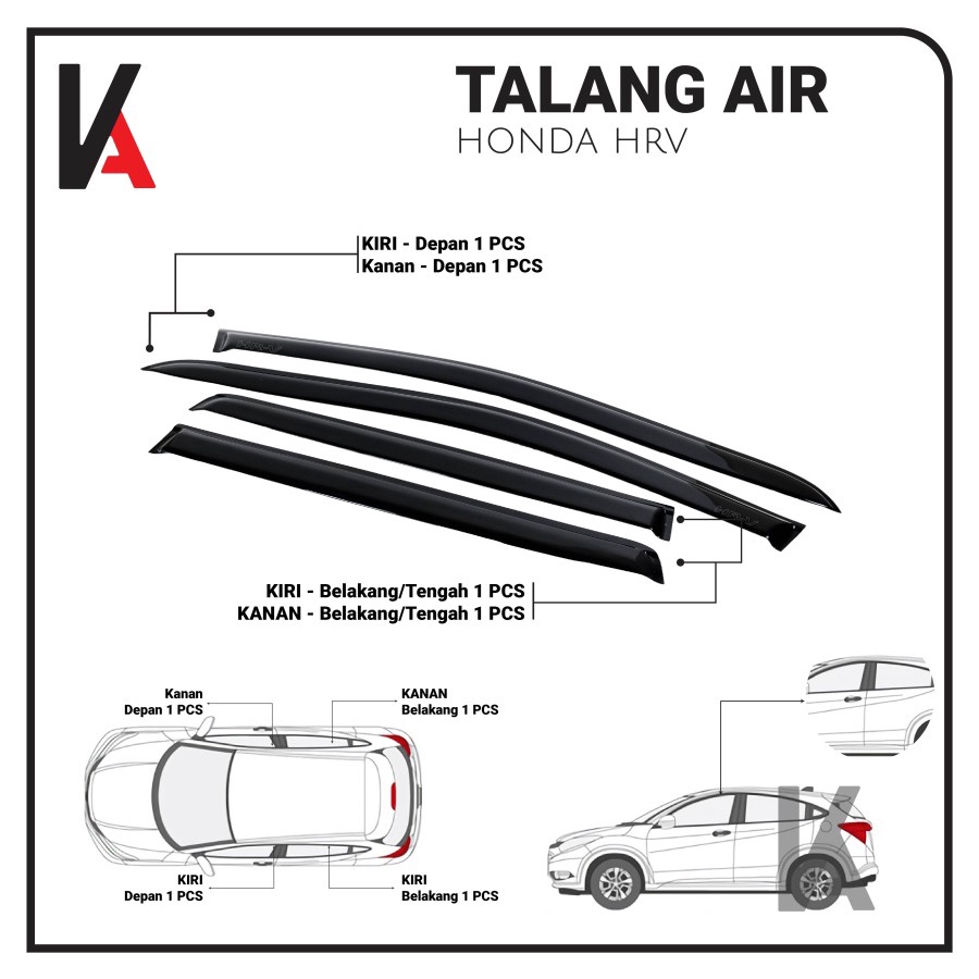 Talang Air Pintu Mobil Honda HRV 2015 – 2020 Model Slim 4 Pintu