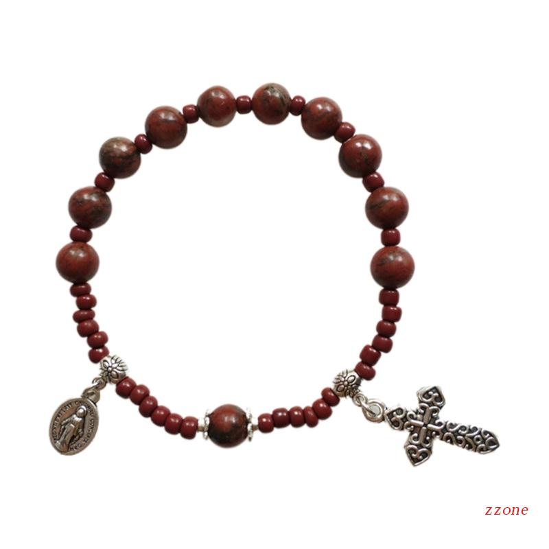 Zzz Gelang Rosario Katolik / Baptisan Manik Kaca Mini Warna Merah