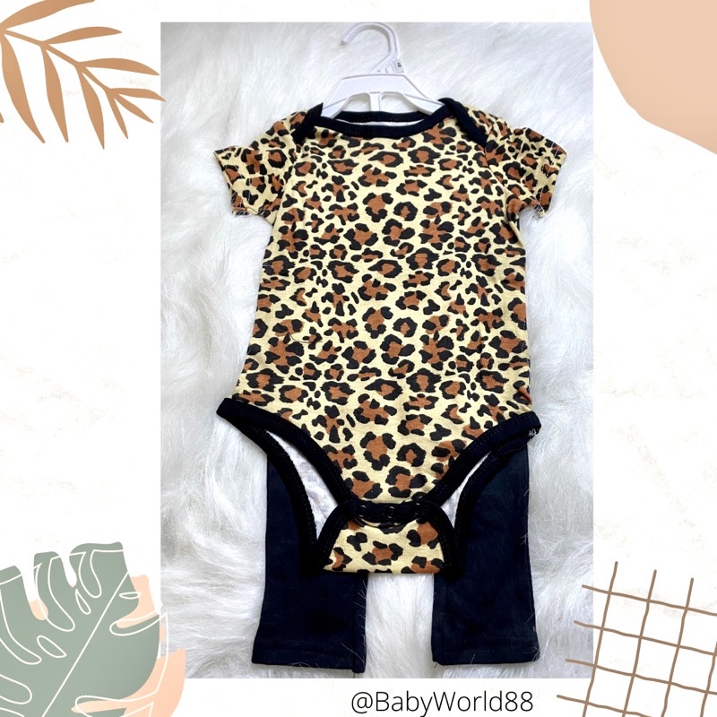 set jumper baby leopard / set jumper baby girl lucu + set jumper 2in1 / jumpsuit leopard bayi