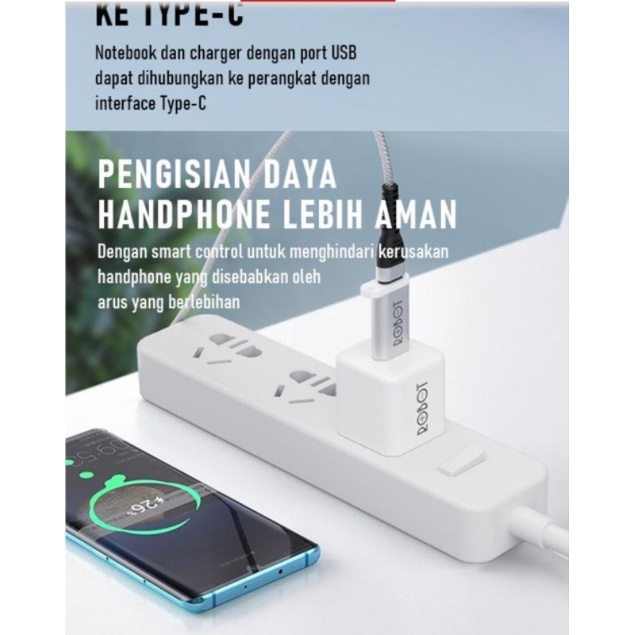VROFFSTORE ROBOT RT-OTG3 RT OTG3 USB 3.0 To TIPE C Female Small Portable Alumunium Garansi Resmi 1th OTG TYPE C ROBOT RT-OTG04 USB 3.0 TO TYPE C SMALL &amp; PORTABLE ADAPTER