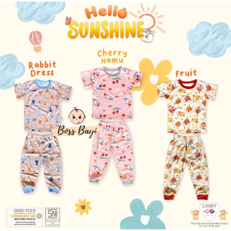 LIBBY -  BASIC WEAR Setelan Baju Pendek Celana Panjang (CPR) Bayi Anak Size S M L 2L XL XXL