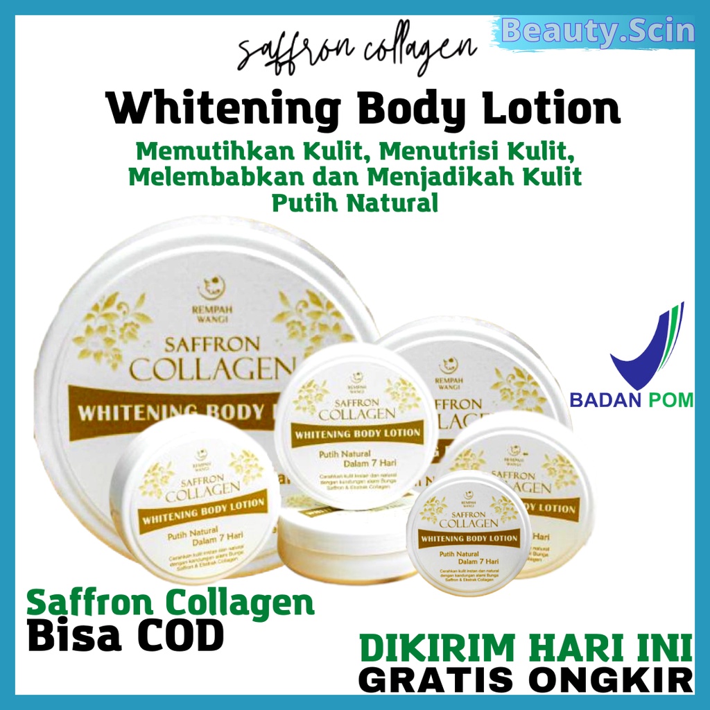 SAFFRON WHITENING BODY LOTION COLLAGEN KRIM PEMUTIH HERBAL BPOM