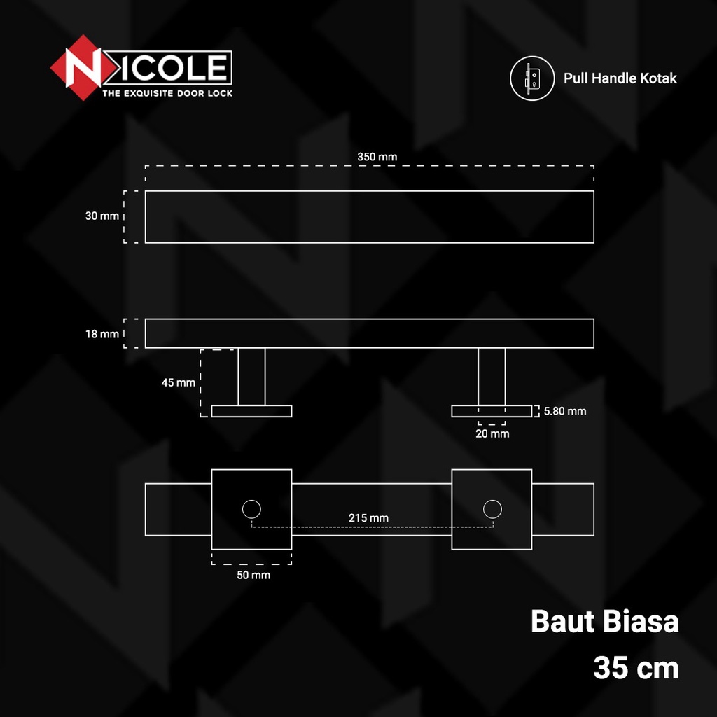 Pull Handle Tarikan Pintu Gagang Stainless Steel 35cm