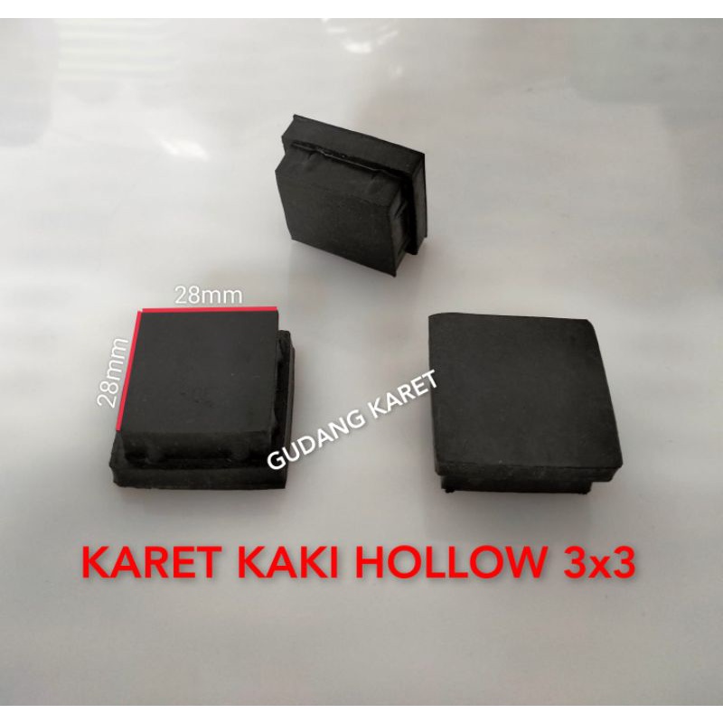 KARET KAKI HOLLOW 3x3(28mm x28mm) PADAT | KARET KAKI MEJA RAK KURSI BESI HOLLOW