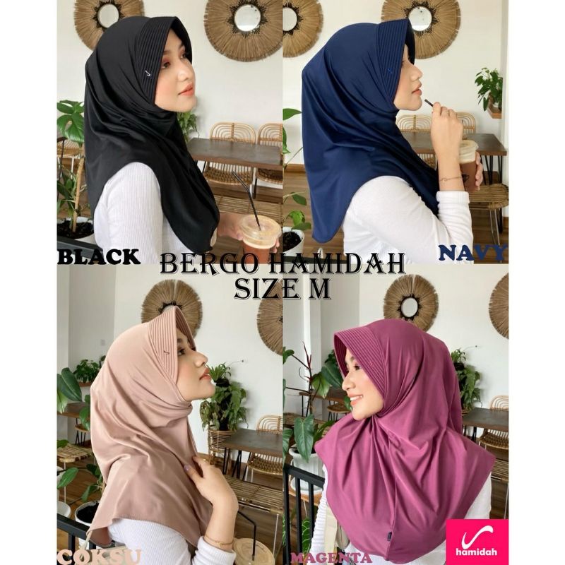 (ORI) HIJAB BERGO HAMIDAH M / jilbab SPORT / kerudung olahraga sekolah jersey premium instan oval menutup dada vayaon.hijab