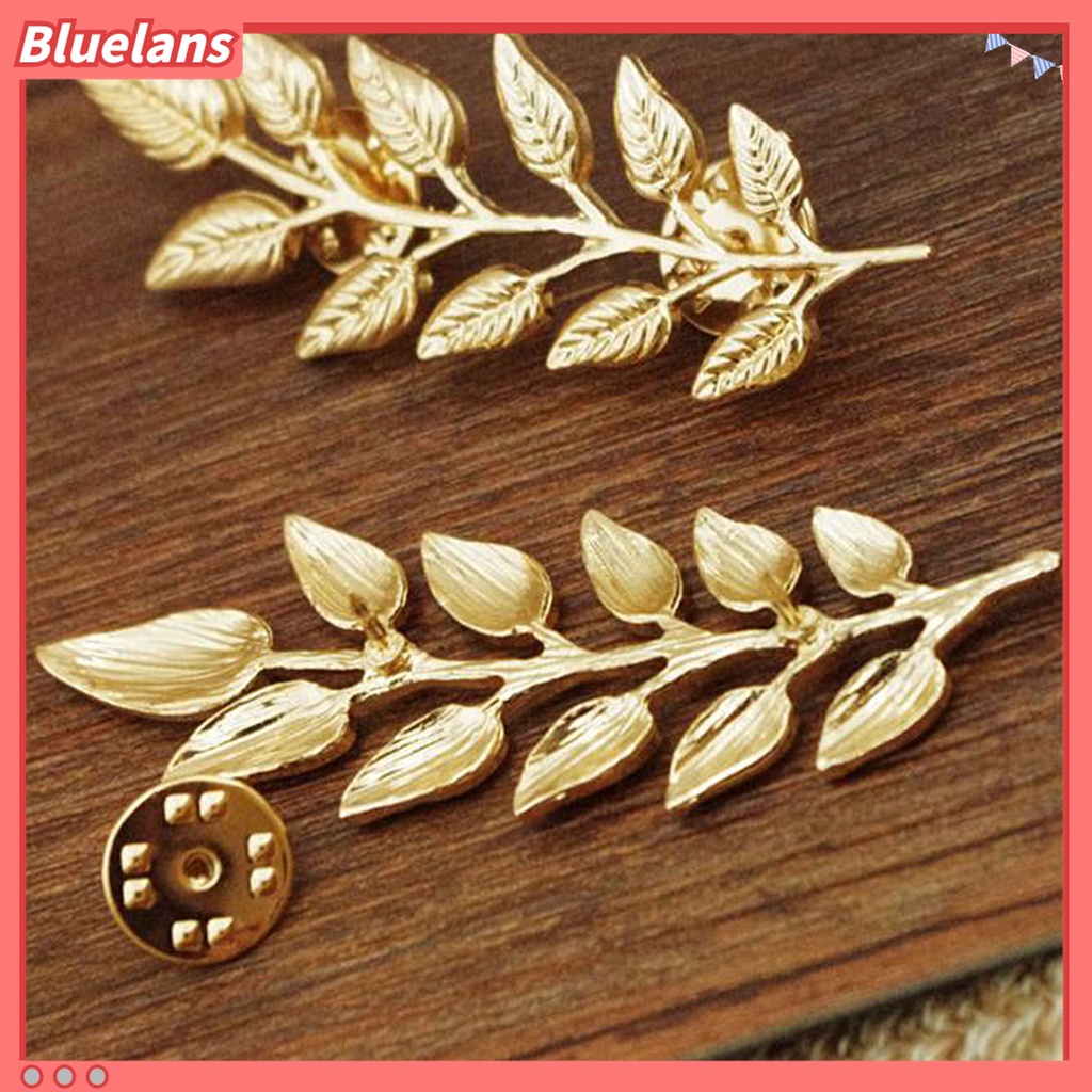 Bluelans 1 Pasang Bros Pin Bentuk Daun Tahan Lama Untuk Dekorasi Pakaian
